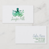 ヘアスタイリスト美容師パンクヴィンテージブルー 名刺 (正面/裏面)