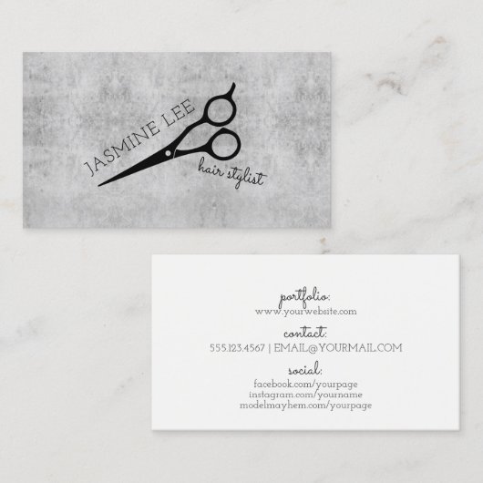 ヘアスタイリスト美容師ミニマリスト黒鞘 名刺 (正面/裏面)