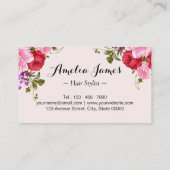 ヘアスタイリスト美容師ロマンチックフローララッピング 名刺 (裏面)