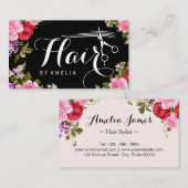 ヘアスタイリスト美容師ロマンチックフローララッピング 名刺 (正面/裏面)
