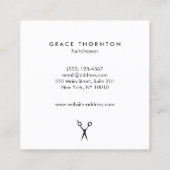 ヘアスタイリスト金ゴールドはさみ白黒 ストライプの スクエア名刺 (裏面)