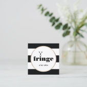 ヘアスタイリスト金ゴールドはさみ白黒 ストライプの スクエア名刺 (スタンド正面)