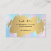 ヘアスタイリスト金ゴールドブラシ付きパステルグラデーション 名刺 (裏面)