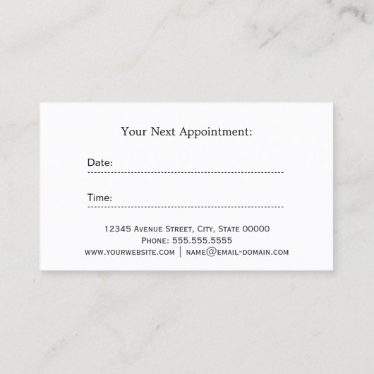 ヘアスタイリスト金ゴールド白黒ストライプアポイントメント 予約カード (裏面)