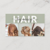 ヘアスタイリスト3枚フォトコラージュ&QRコードロゴ 名刺 (正面)
