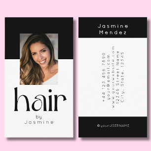 ヘアスタイリスト エレガントな写真 モノクロ シンプル 名刺