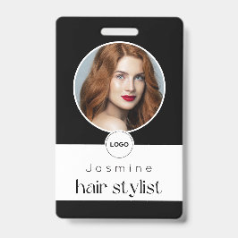 ヘアスタイリスト エレガント 写真 黒と白のID バッジ