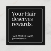 ヘアスタイリスト クライアントパンチカード 黒 QRコード スクエア名刺 (正面)