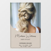 ヘアスタイリスト サロン営業時間 ベージュ ウィンドウサイン (シート)