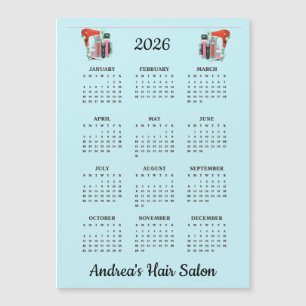 ヘアスタイリスト デザイン 2026年 カレンダー マグネットカード