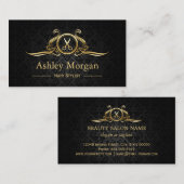 ヘアスタイリスト ビューティーサロン ゴールド ラグジュアリー ハサミ 名刺 (正面/裏面)