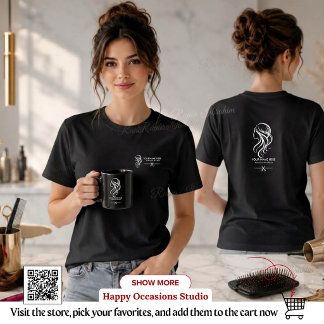 ヘアスタイリスト ブラック ホワイト サロン ユニフォーム 編集可能 Tシャツ