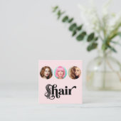 ヘアスタイリスト ブロッサムピンク ホワイト 3 写真QRコード スクエア名刺 (スタンド正面)
