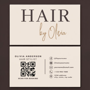 ヘアスタイリスト ベージュ ニュートラル QRコード プロフェッショナル 名刺