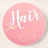 ヘアスタイリスト メイクサロン モダン ピンク ゴールド ハサミ コースター (正面)