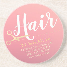 ヘアスタイリスト メイクサロン モダン ピンク ゴールド ハサミ コースター