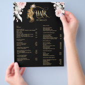 ヘアスタイリスト モダンゴールド タイポグラフィ 価格リスト チラシ (手)