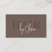ヘアスタイリスト モダン ブラウン QRコード 名刺 (正面)