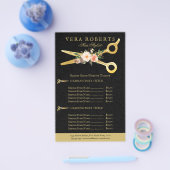 ヘアスタイリスト ラグジュアリー ゴールド ハサミ 黒 ダマスク チラシ (シングル)