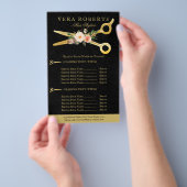 ヘアスタイリスト ラグジュアリー ゴールド ハサミ 黒 ダマスク チラシ (ハンドル)