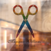 ヘアスタイリスト レインボー グリッター ハサミ ビューティーサロン ウィンドウサイン (シート2)