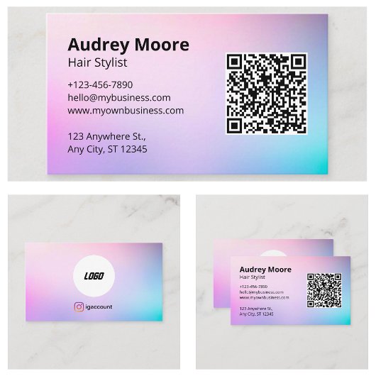 ヘアスタイリスト ロゴ QR ヘアサロン 名刺