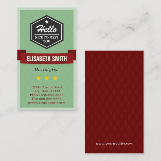 ヘアスタイリスト – ヴィンテージレトロ スタイリッシュ 名刺 (正面/裏面)