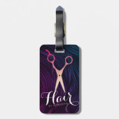 ヘアスタイリスト 美容師 ビューティー ローズゴールド はさみ ラゲッジタグ (裏面縦)