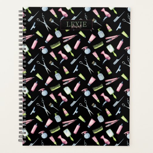 ヘアスタイリスト、美容師、美容院のカスタムデザイン プランナー手帳 (正面)