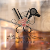 ヘアスタイリスト 花のはさみ 美容院 現代的な ウィンドウサイン (シート2)