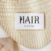 ヘアスタイリスト |金ゴールド赤面ブラックフローラタイポグラフィ 名刺