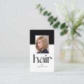 ヘアスタイリスト 高級感のある写真 モノクロ シンプル 名刺 (スタンド正面)