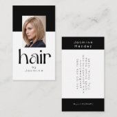 ヘアスタイリスト 高級感のある写真 モノクロ シンプル 名刺 (正面/裏面)