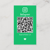 ヘアスタイリスト Instagram 緑 | QRコードで接続 名刺 (裏面)