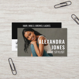 ヘアスタイリストQrコード2ソーシャルアイコンテンプレート 名刺