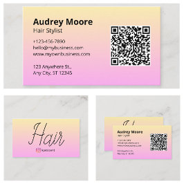 ヘアスタイリストQRコード ミニマリスト 名刺