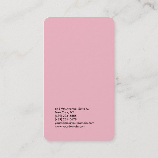 ヘアスタイリッシュプロフェッショナルプレインフェミニンピンク 名刺 (裏面)