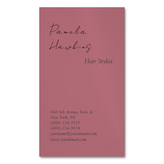 ヘアスタイリッシュプロフェッショナルプレーンバラ金ゴールドカラー マグネット名刺 (正面縦)