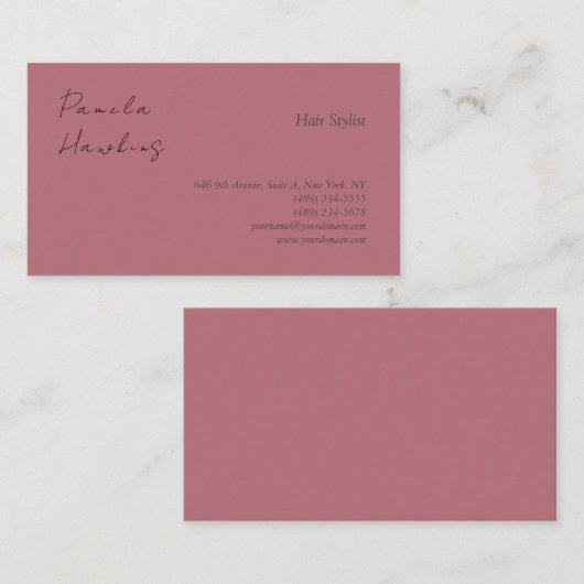 ヘアスタイリッシュプロフェッショナルプレーンバラ金ゴールドカラー 名刺 (正面/裏面)