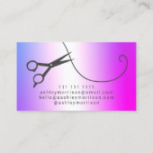 ヘアスタイリモダンピンク紫色ハサミ 名刺 (裏面)