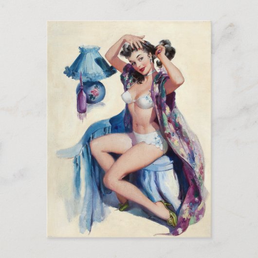 ヘアスタイリングのピンアップ ポストカード (正面)