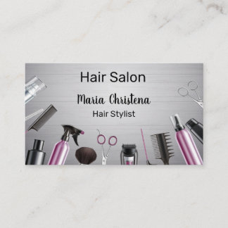 ヘアスタイリングツール ヘアサロン ヘアスタイリスト ピンク 名刺
