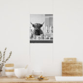 ヘアスタイリング製品バスルーム付きハイランド牛 ポスター (キッチン)