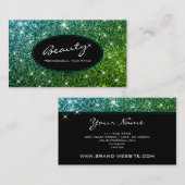 ヘアスタイルアーティストルミニストティール（緑がかった色）グリーングリッターグラム 名刺 (正面/裏面)