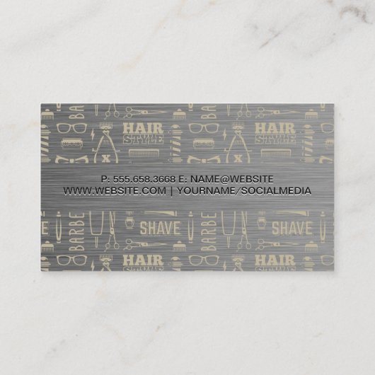 ヘアスタイル理容師パターン |ストレートエッジブレード 名刺 (裏面)