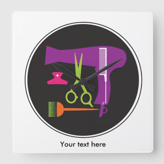 ヘアスタイル用具 スクエア壁時計 (正面)