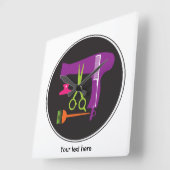 ヘアスタイル用具 スクエア壁時計 (傾斜)