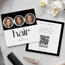 ヘアスタイル3枚の写真QRコードソーシャルモノクロ