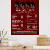 ヘアスタイル、メンズ理容師価格表 ポスター (キッチン)