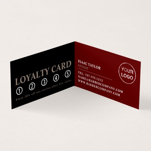 ヘアスタイル、メンズ理容師詳細ロイヤリティカード、 名刺 (内部)